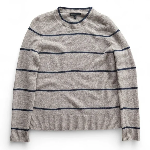 Banana Republic Merino Aire Wool Blend Stripe Knit Crewneck Sweater M Gray - Picture 2 of 7
